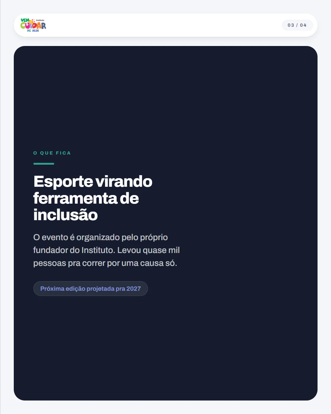 Slide 3 — Corrida Vem Cuidar de Mim