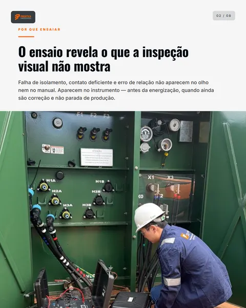 Slide 2 — Ensaio em transformador de 500 kVA