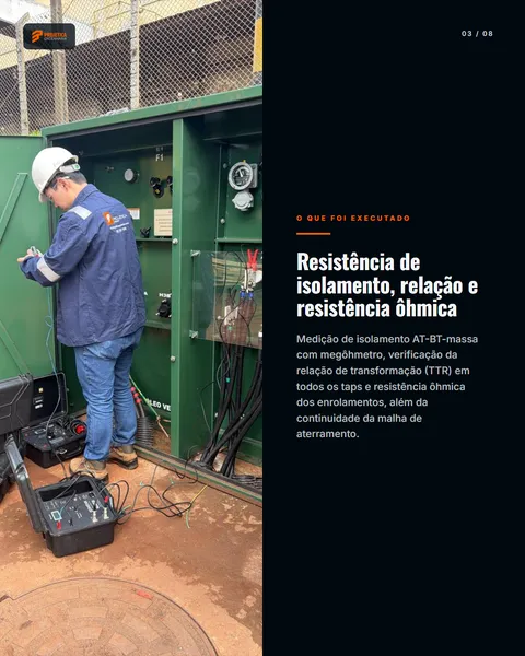 Slide 3 — Ensaio em transformador de 500 kVA