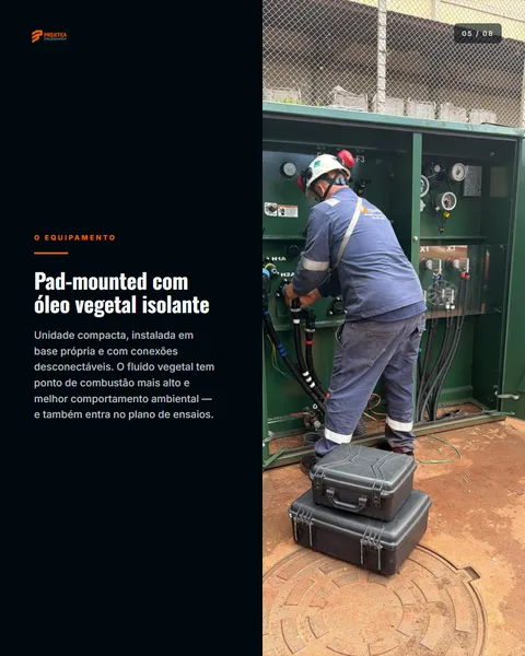 Slide 5 — Ensaio em transformador de 500 kVA