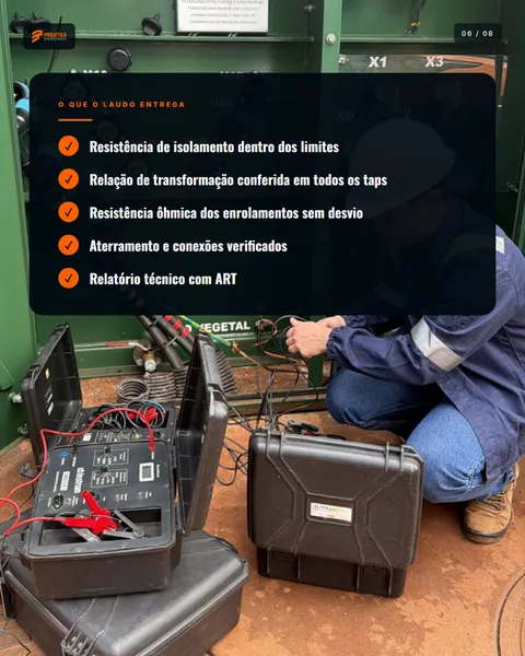 Slide 6 — Ensaio em transformador de 500 kVA