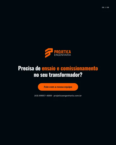 Slide 8 — Ensaio em transformador de 500 kVA