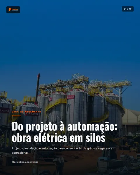 Slide 1 — Obra elétrica em silos