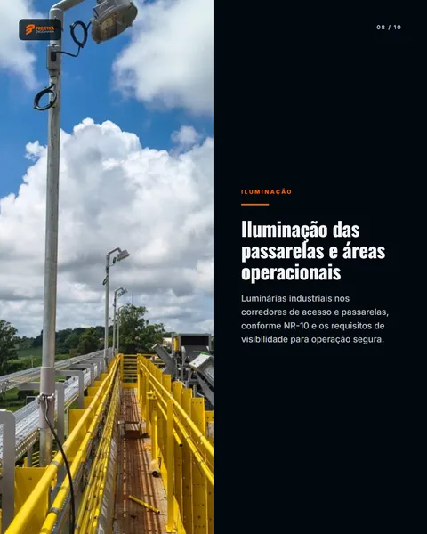 Slide 8 — Obra elétrica em silos