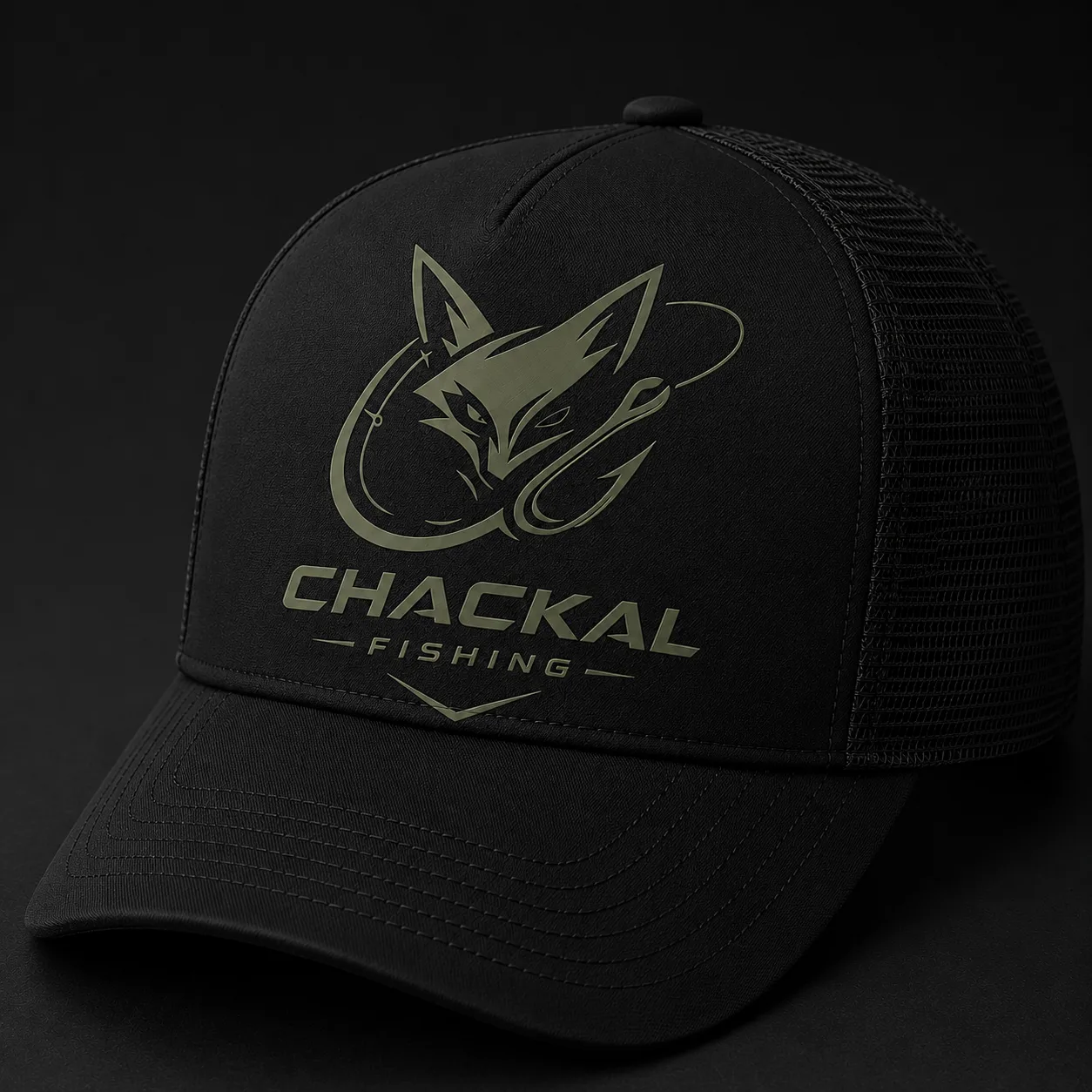 Boné trucker Chackal Fishing full black